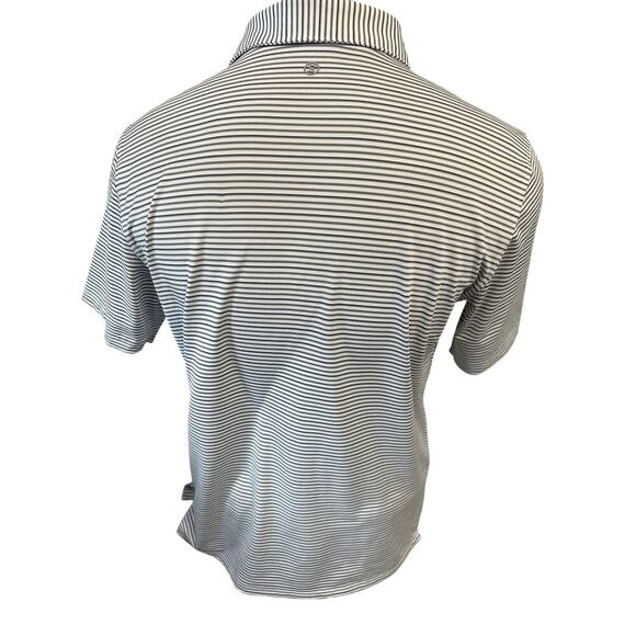 Stitch Mens Medium White/Black Striped Short Sleeve Polo - Picture 3 of 7